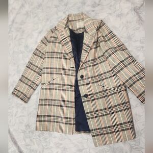 Zara Kids Plaid Single-Breasted Blazer